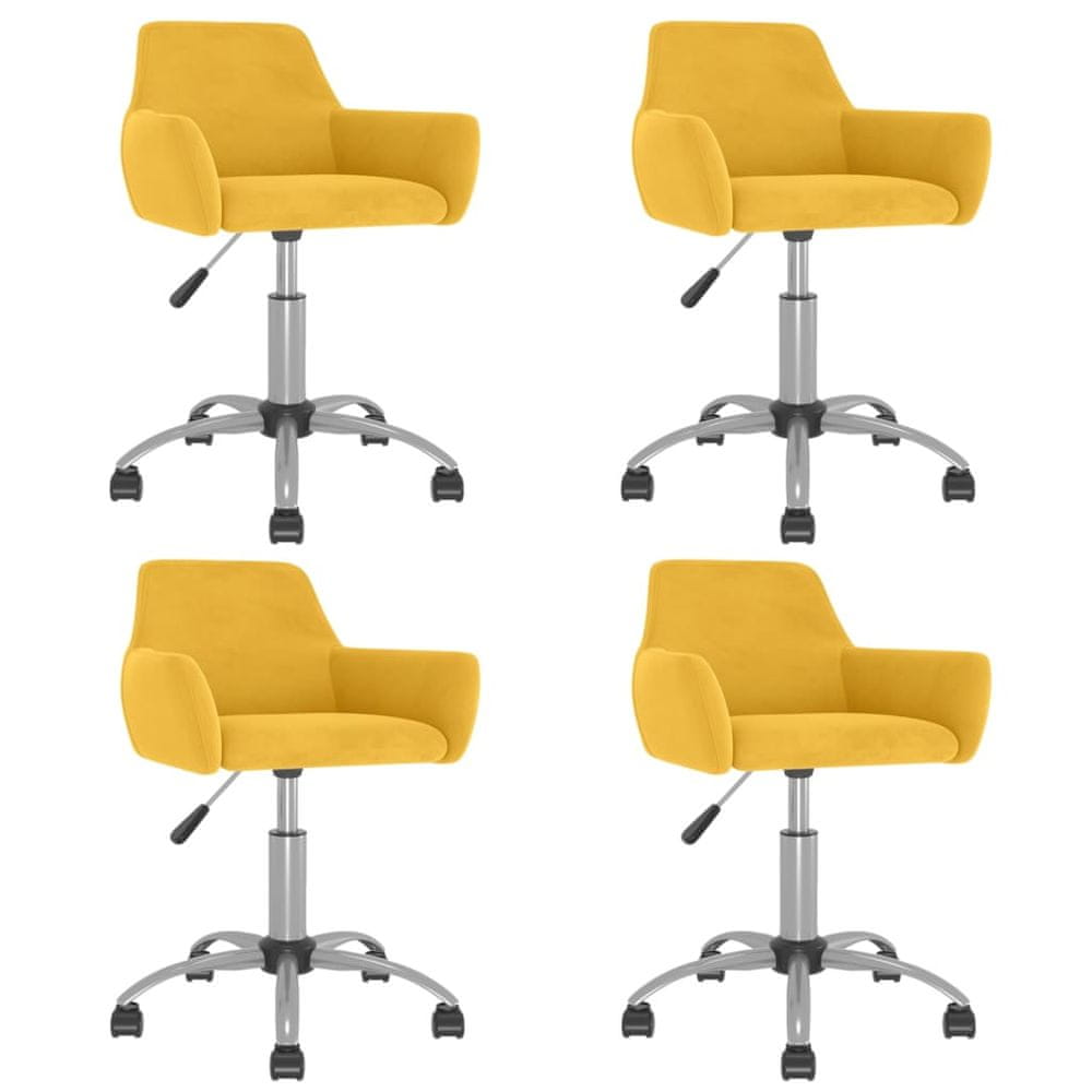 Vidaxl Otáčacie jedálenské stoličky 4 ks žlté zamatové